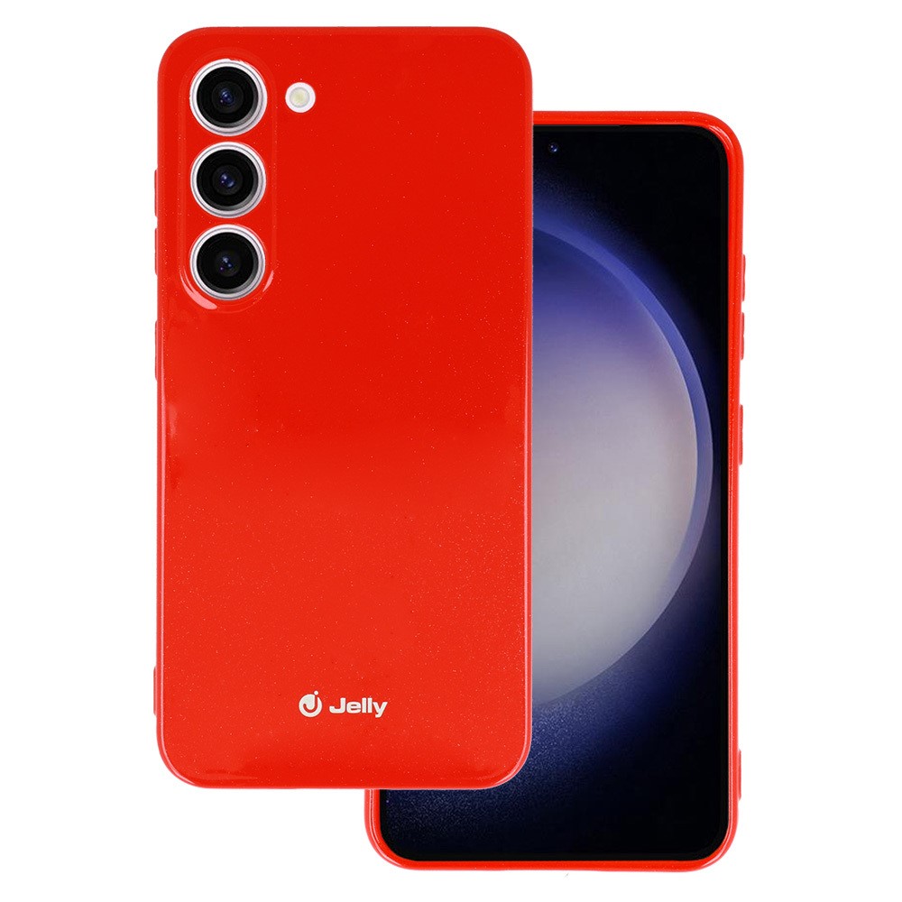 SKLO + PUZDRO 2v1 pre Samsung Galaxy S23 5G - Silikónové Jelly červené