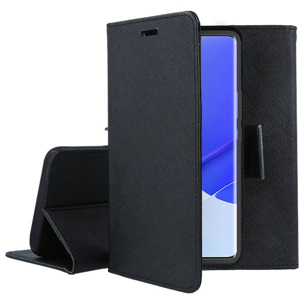 9D SKLO + PUZDRO 2v1 pre Huawei Nova 10 SE - Knižkové FANCY čierne