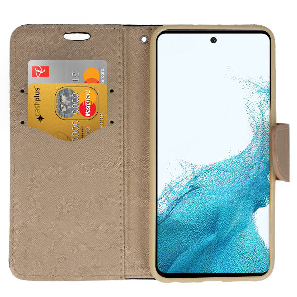9D SKLO + PUZDRO 2v1 pre Samsung Galaxy A54 5G - Knižkové FANCY čierno zlaté