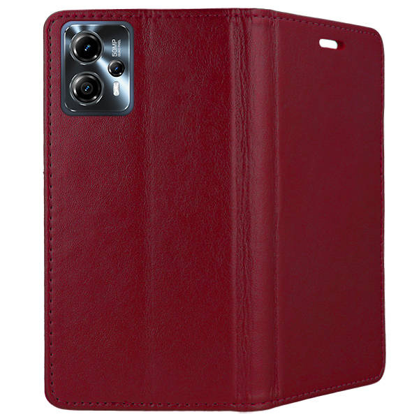 9D SKLO + PUZDRO pre Motorola Moto G23 / G13 - Knižkové puzdro MAGNETIC bordové