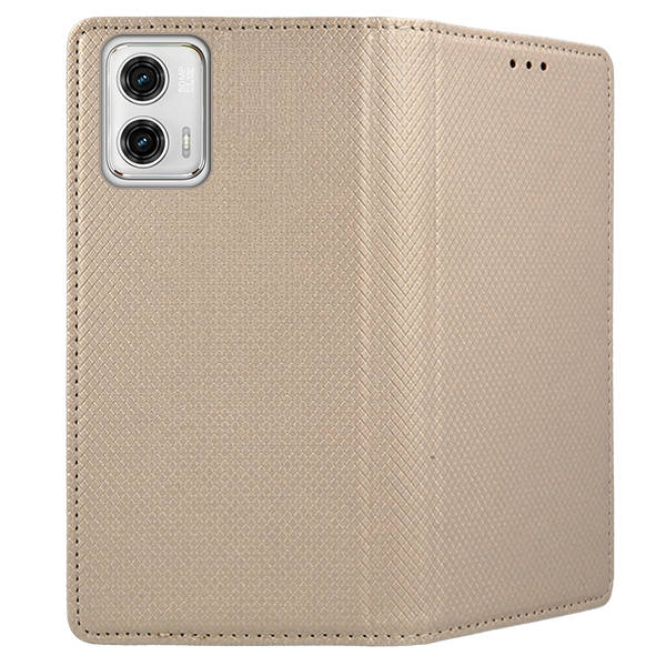 9D SKLO + PUZDRO 2v1 pre Motorola Moto G73 5G - Knižkové MAGNET zlaté