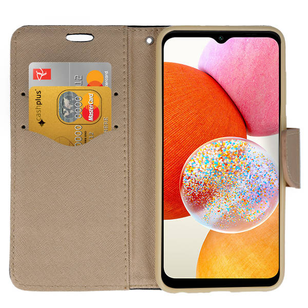 Knižkové puzdro pre Samsung Galaxy A14 4G / A14 5G - FANCY čierno zlaté