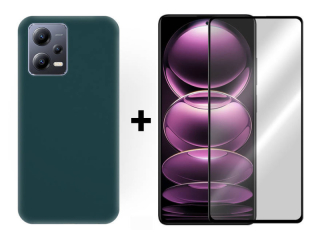 SKLO + PUZDRO 2v1 pre Xiaomi Redmi Note 12 5G / Poco X5 5G - Silikónové zelené