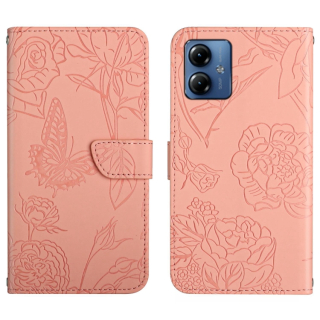 Knižkové puzdro pre Motorola Moto G14 - Butterfly ružové