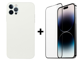 SKLO + PUZDRO 2v1 pre iPhone 15 Pro Max - Silikónové biele