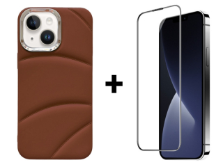 SKLO + PUZDRO 2v1 pre iPhone 15 - Zadné JACKET hnedé