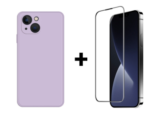 SKLO + PUZDRO 2v1 pre iPhone 15 Plus - Silikónové fialové