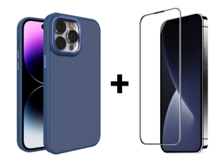SKLO + PUZDRO 2v1 pre iPhone 15 Plus - TPU EDGE modré