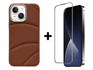 SKLO + PUZDRO 2v1 pre iPhone 15 Plus - JACKET hnedé