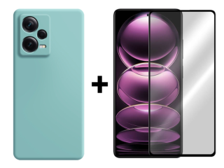 SKLO + PUZDRO 2v1 pre Xiaomi Redmi Note 12 5G - Silikónové MATT mentolové