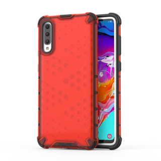 Tvrdený kryt pre Samsung Galaxy A70 - HONEYCOMB červený