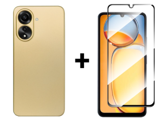 SKLO + PUZDRO 2v1 pre Xiaomi Redmi 13C - Silikónové METALLIC zlaté
