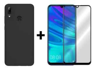 SKLO + KRYT 2v1 pre Huawei P Smart 2019 / Honor 10 Lite - Silikónový Zadný kryt MATT čierny