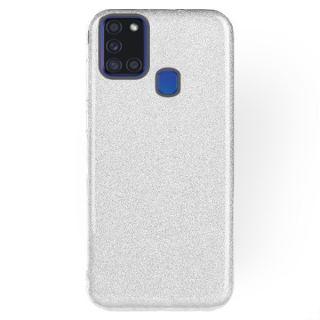 Silikonové púzdro na Samsung Galaxy A21s Glitter strieborné