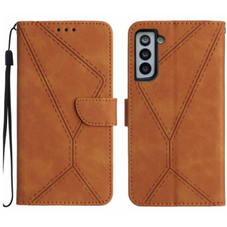 STITCHING Knižkové puzdro pre Samsung Galaxy S21 Plus 5G - hnedé
