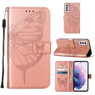 BUTTERFLY Knižkové puzdro pre Samsung Galaxy S22 5G - ružové