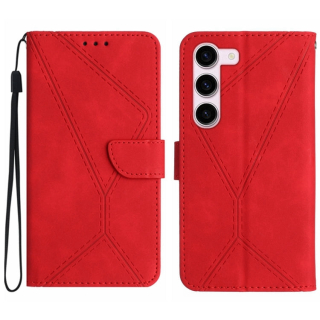 STITCHING Knižkové puzdro pre Samsung Galaxy S23 Plus 5G - červené