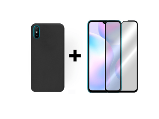 9D SKLO + PÚZDRO 2v1 pre Xiaomi Redmi 9A čierne