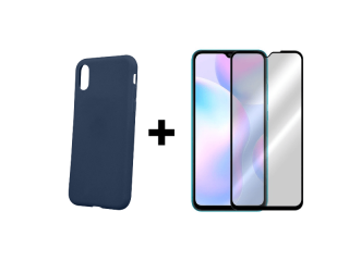 9D SKLO + PÚZDRO 2v1 pre Xiaomi Redmi 9A modré