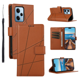 STITCHING Knižkové puzdro pre Xiaomi Redmi Note 12 Pro 5G - hnedé