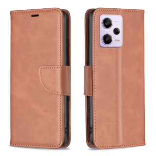 LAMBSKIN Knižkové puzdro pre Xiaomi Redmi Note 12 Pro 5G - hnedé