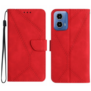 STITCHING Knižkové puzdro pre Motorola Moto G34 5G - červené