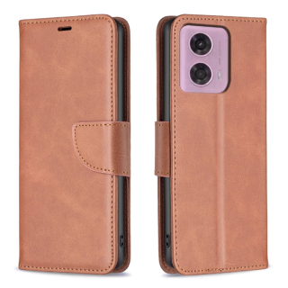 LAMBSKIN Knižkové puzdro pre Motorola Moto G34 5G - hnedé
