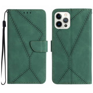 STITCHING Knižkové puzdro pre Apple iPhone 12 Pro Max - zelené