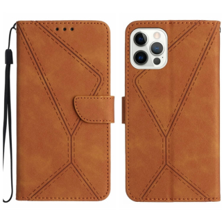 STITCHING Knižkové puzdro pre Apple iPhone 13 Pro Max - hnedé