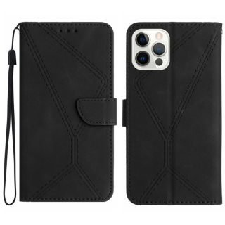 STITCHING Knižkové puzdro pre Apple iPhone 14 Pro Max - čierne