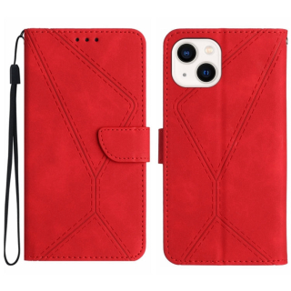 STITCHING Knižkové puzdro pre Apple iPhone 15 - červené