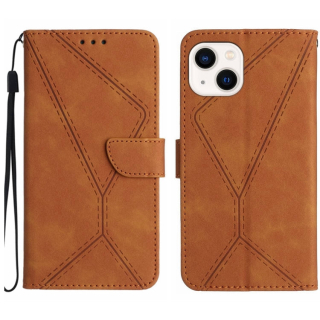 STITCHING Knižkové puzdro pre Apple iPhone 15 Plus - hnedé
