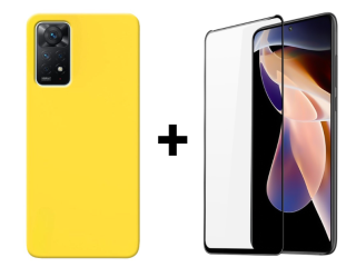 SKLO + KRYT 2v1 pre Xiaomi Redmi Note 11 Pro / Note 11 Pro 5G - Silikónový Zadný kryt MATT žltý