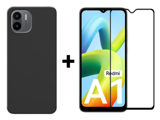 SKLO + KRYT 2v1 pre Xiaomi Redmi A1 / Redmi A2 - Silikónový Zadný kryt MATT čierny