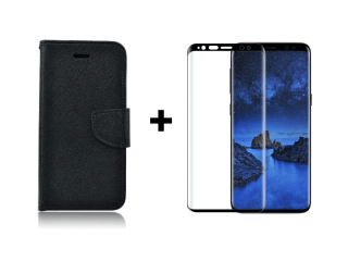 9D SKLO + PÚZDRO 2v1 pre Samsung Galaxy S8 Knižkové fancy čierne