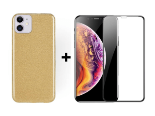 9D SKLO + KRYT 2v1 pre Apple iPhone 12 mini glitter zlaté