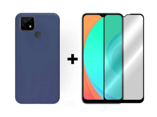 9D SKLO + PÚZDRO 2v1 pre Realme C21 modré
