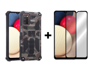 9D SKLO + PÚZDRO 2v1 pre SAMSUNG GALAXY A03s - Camouflage Armor