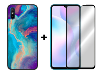 9D SKLO + PÚZDRO 2v1 pre Xiaomi Redmi 9A - Pattern 005