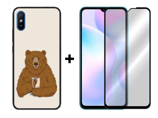 9D SKLO + PÚZDRO 2v1 pre Xiaomi Redmi 9A - Pattern 007
