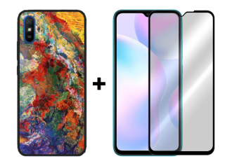 9D SKLO + PÚZDRO 2v1 pre Xiaomi Redmi 9A - Pattern 009
