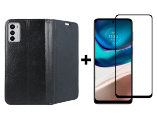 9D SKLO + PUZDRO 2v1 pre Motorola Moto G42 - Knižkové Smart Magnet čierne