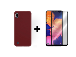 9D SKLO + PÚZDRO 2v1 pre Samsung Galaxy A10 bordové