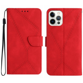 STITCHING Knižkové puzdro pre Apple iPhone 15 Pro Max - červené
